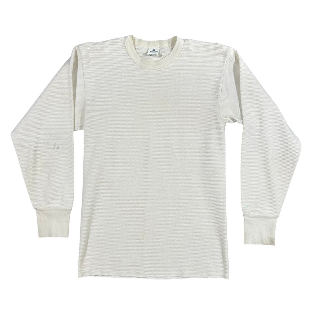 Vintage Thermal Waffle Knit Shirt Men’s Large Long Sleeve White Layer T-Shirt
